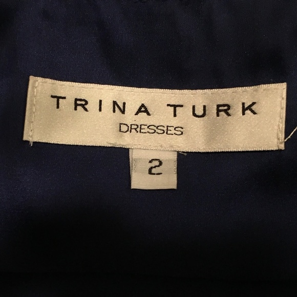 Trina Turk Coastal Blue Silk Shift Mini Cocktail Dress, Sz 2 - Picture 3 of 4